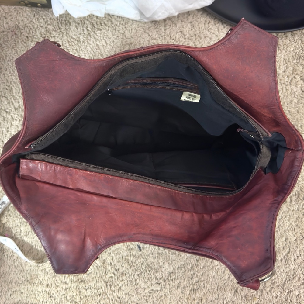 Handmade in Mexico- Red Bark Woven Leather Shoulder Bag - Picture 10 of 14
